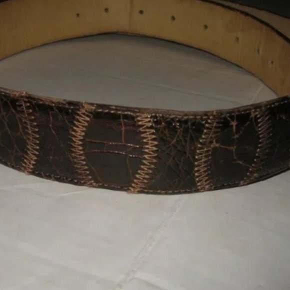 ❤️Amazing MONTANA MEXICO Exotic Patchwork Alligator Skin / Leather +Buckle 34 38 - Picture 4 of 10